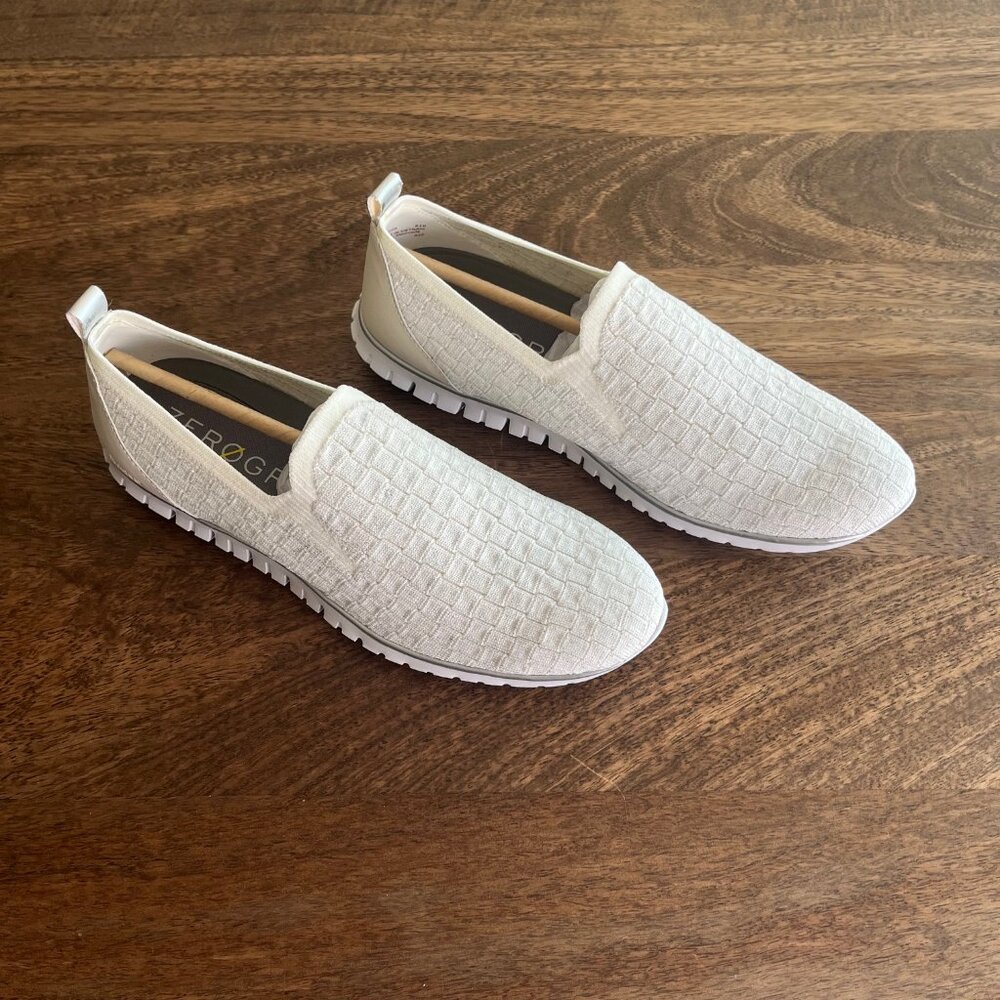 NEW Cole Haan Zero Grand Ivory Metallic Slip On Sneakers in Size 8.5.